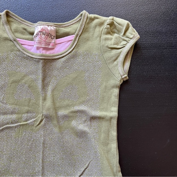 Y2K KnitWorks Butterfly Glitter Girls Tee Layered Puff Sleeve Top Size 6 - Picture 4 of 10